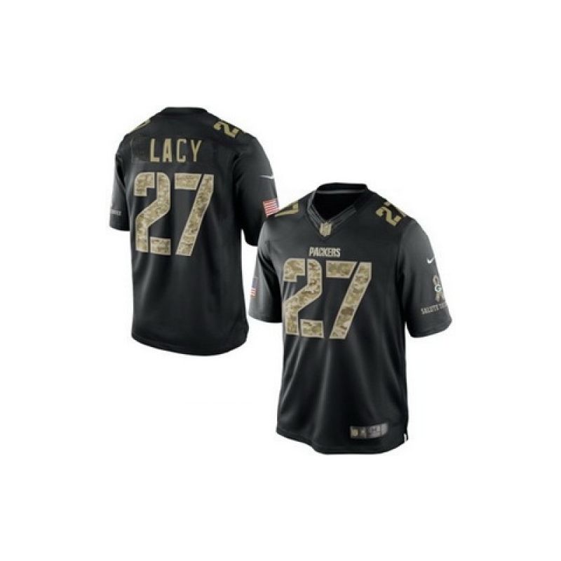 Cheap Eddie Lacy Packers Jersey From China #27 Black Salute To Service