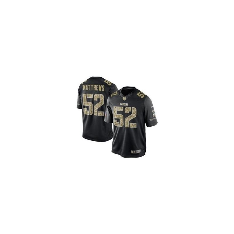 Cheap Clay Matthews Packers Jersey From China #52 Black Salute To Service