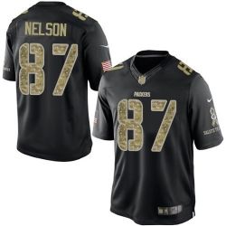 Cheap Jordy Nelson Packers Jersey From China #87 Black Salute To Service