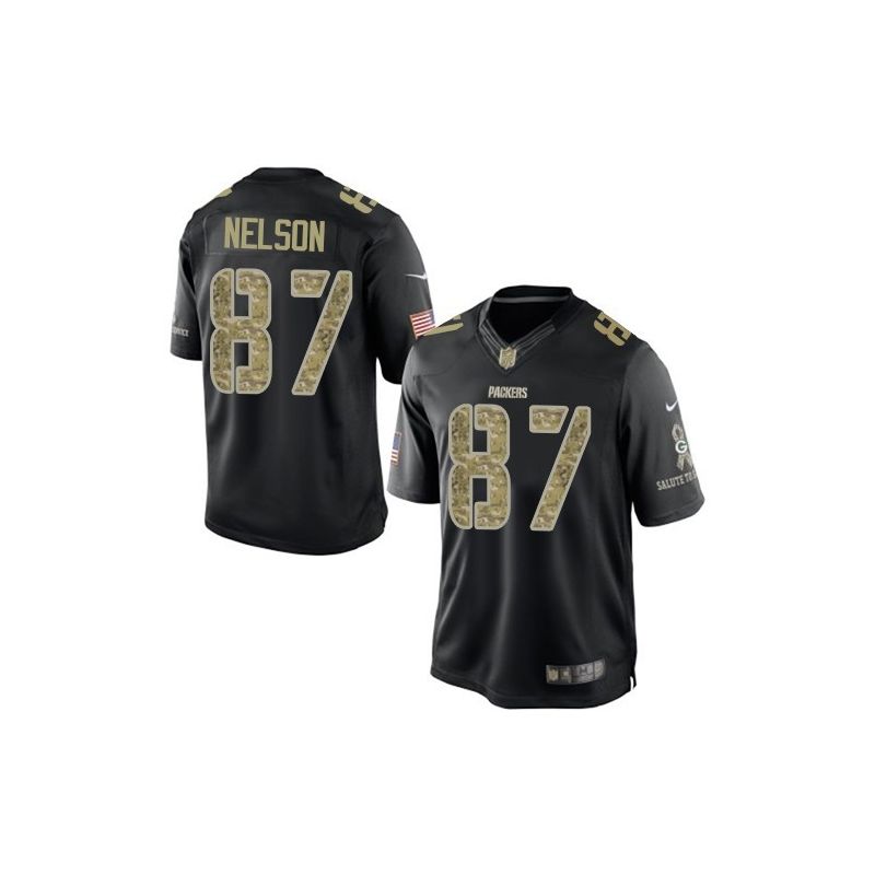 Cheap Jordy Nelson Packers Jersey From China #87 Black Salute To Service