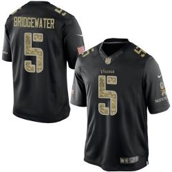 Cheap Teddy Bridgewater Vikings Jersey From China #5 Black Salute To Service