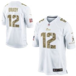 Cheap Tom Brady Patriots Jersey From China #12 White Salute To Service