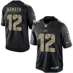 Cheap Joe Namath Jets Jersey From China #12 Black Salute To Service