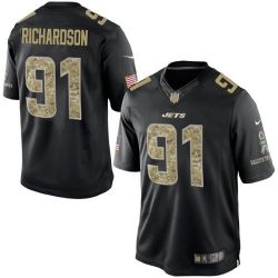 Cheap Sheldon Richardson Jets Jersey From China #91 Black Salute To Service