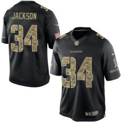 Cheap Bo Jackson Raiders Jersey From China #34 Black Salute To Service