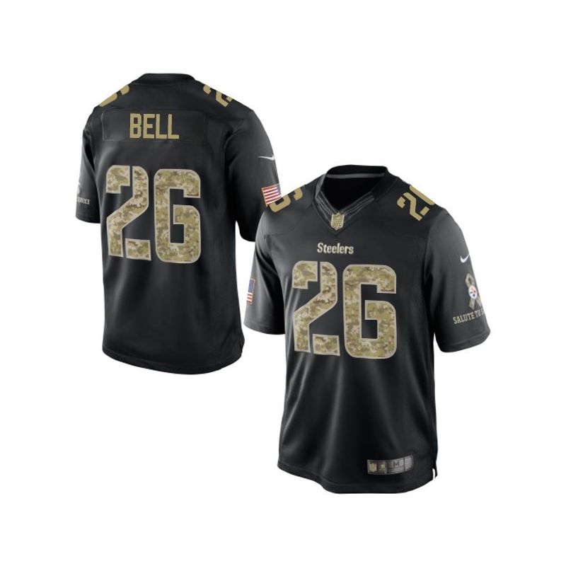 Cheap LeVeon Bell Steelers Jersey From China #26 Black Salute To Service