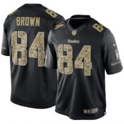Cheap Antonio Brown Steelers Jersey From China #84 Black Salute To Service