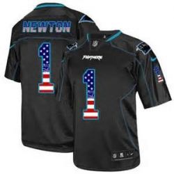 Cheap Cam Newton Panthers Jersey From China #1 Black USA Flag