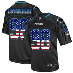 Cheap Star Lotulelei Panthers Jersey From China #98 Black USA Flag