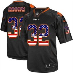Cheap Jim Brown Browns Jersey From China #32 Black USA Flag