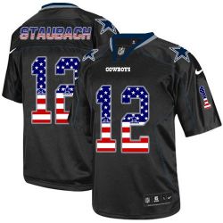 Cheap Roger Staubach Cowboys Jersey From China #12 Black USA Flag