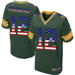 Cheap Aaron Rodgers Packers Jersey From China #12 Green USA Flag