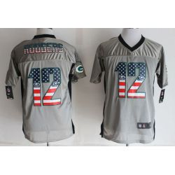 Cheap Aaron Rodgers Packers Jersey From China #12 Grey USA Flag