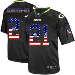 Cheap Ha Ha Clinton-Dix Packers Jersey From China #21 Black USA Flag