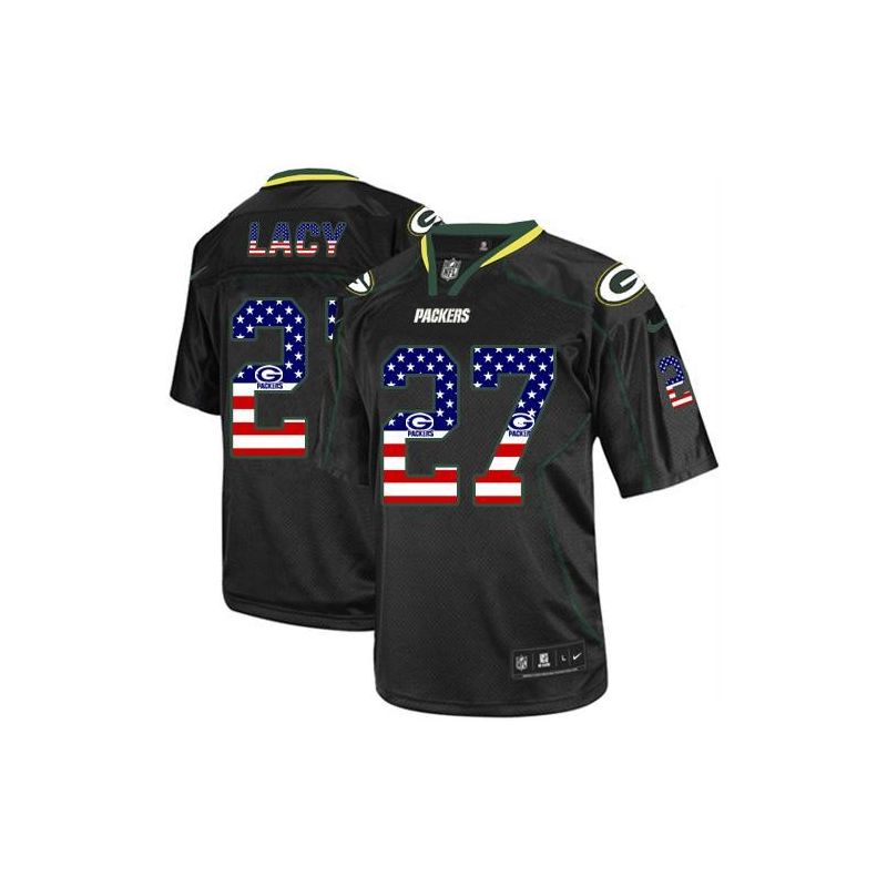 Cheap Eddie Lacy Packers Jersey From China #27 Black USA Flag