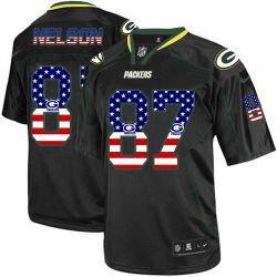 Cheap Jordy Nelson Packers Jersey From China #87 Black USA Flag