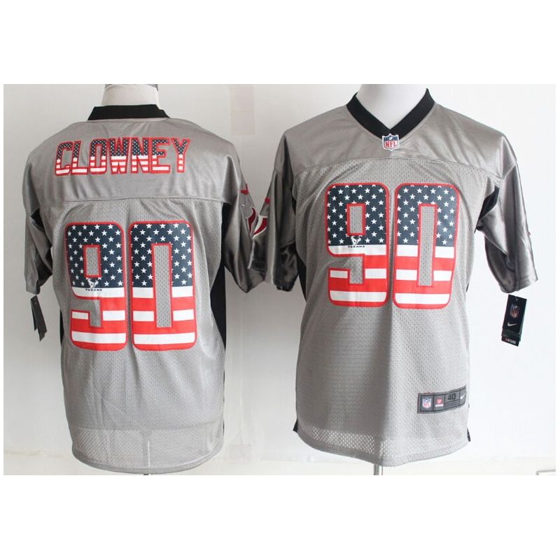 Cheap Jadeveon Clowney Texans Jersey From China #90 Grey USA Flag Cheap Jadeveon Clowney Texans Jersey From China #90 Grey USA Flag