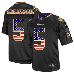 Cheap Teddy Bridgewater Vikings Jersey From China #5 Black USA Flag