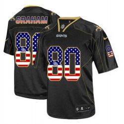 Cheap Jimmy Graham Saints Jersey From China #80 Black USA Flag
