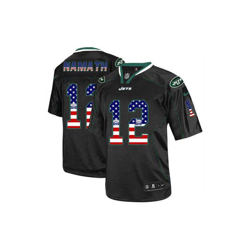 Cheap Joe Namath Jets Jersey From China #12 Black USA Flag