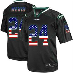 Cheap Darrelle Revis Jets Jersey From China #24 Black USA Flag