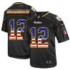 Cheap Terry Bradshaw Steelers Jersey From China #12 Black USA Flag