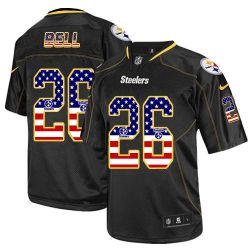 Cheap LeVeon Bell Steelers Jersey From China #26 Black USA Flag