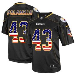 Cheap Troy Polamalu Steelers Jersey From China #43 Black USA Flag