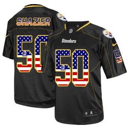 Cheap Ryan Shazier Steelers Jersey From China #50 Black USA Flag
