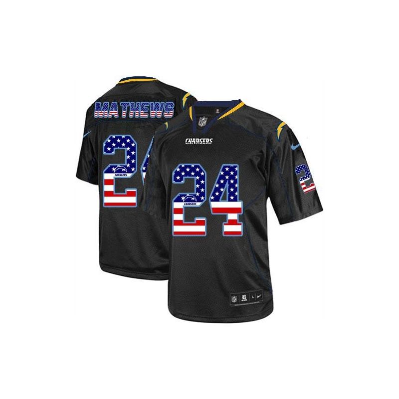 Cheap Ryan Mathews Chargers Jersey From China #24 Black USA Flag
