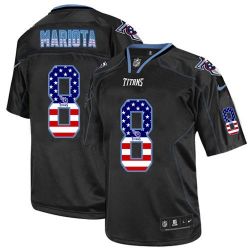 Cheap Marcus Mariota Titans Jersey From China #8 Black USA Flag