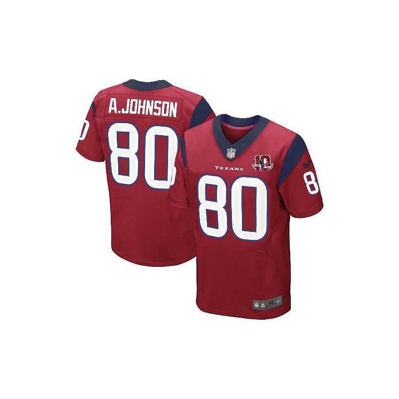 Cheap Andre Johnson Texans Jersey #80 Red 10 Anniversary From China Elite