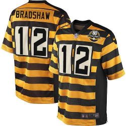 Cheap Terry Bradshaw Steelers Jersey #12 Yellow 80 Seasons From China Elite