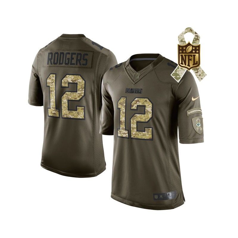 Cheap Aaron Rodgers Packers Jersey From China #12 Olive Salute To Service