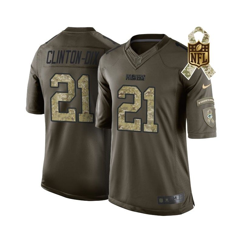 Cheap Ha Ha Clinton-Dix Packers Jersey From China #21 Olive Salute To Service