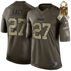 Cheap Eddie Lacy Packers Jersey From China #27 Olive Salute To Service