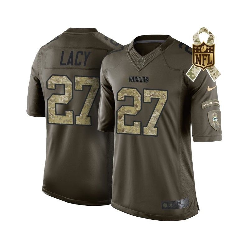 Cheap Eddie Lacy Packers Jersey From China #27 Olive Salute To Service