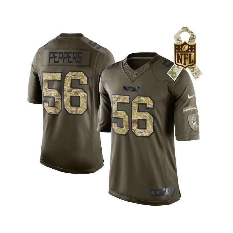 Cheap Julius Peppers Packers Jersey From China #56 Olive Salute To Service