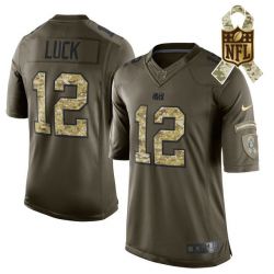 Cheap Andrew Luck Colts Jersey From China #12 Olive Salute To Service