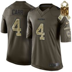 Cheap Derek Carr Raiders Jersey From China #4 Olive Salute To Service