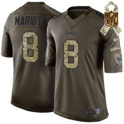 Cheap Tennessee Marcus Mariota Titans Jersey From China #8 Olive Salute To Service
