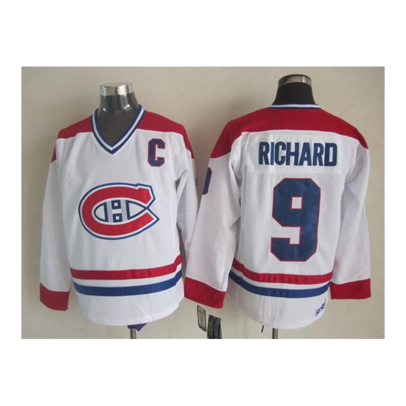 Cheap Maurice Richard Canadiens Jersey #9 White throwback From China