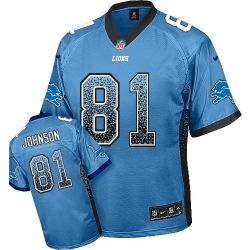 Cheap Calvin Johnson Lions Youth Jersey From China #81 Blue Drift Fashion I