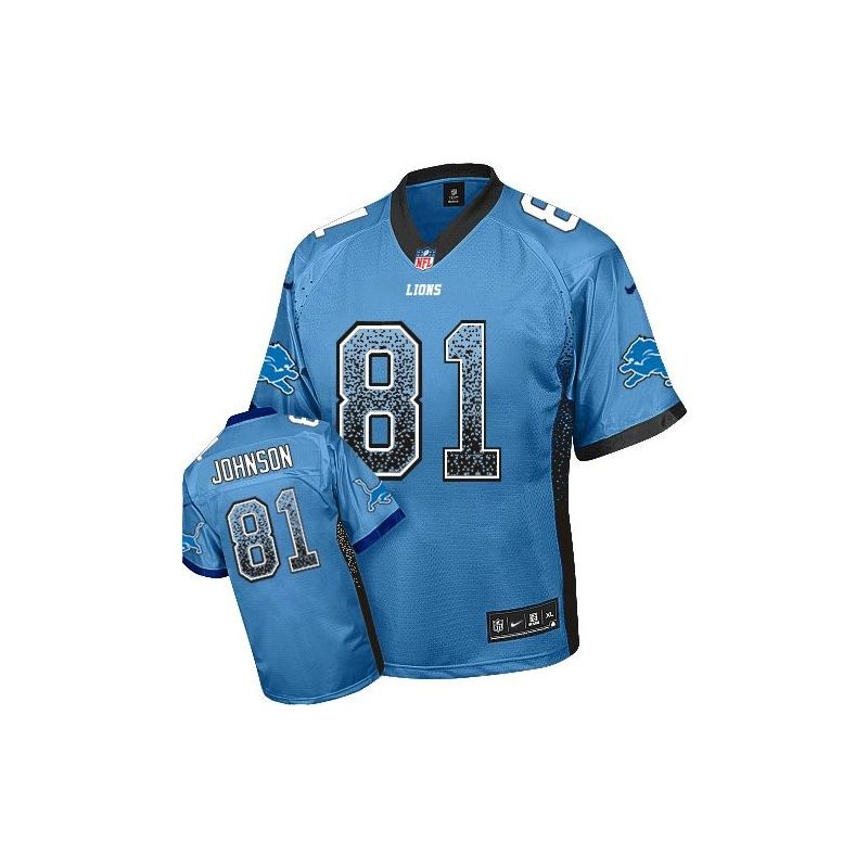 Cheap Calvin Johnson Lions Youth Jersey From China #81 Blue Drift Fashion I