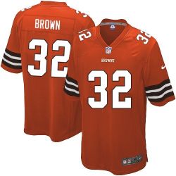 Cheap Jim Brown Browns Youth Jersey From China #32 Orange Game
