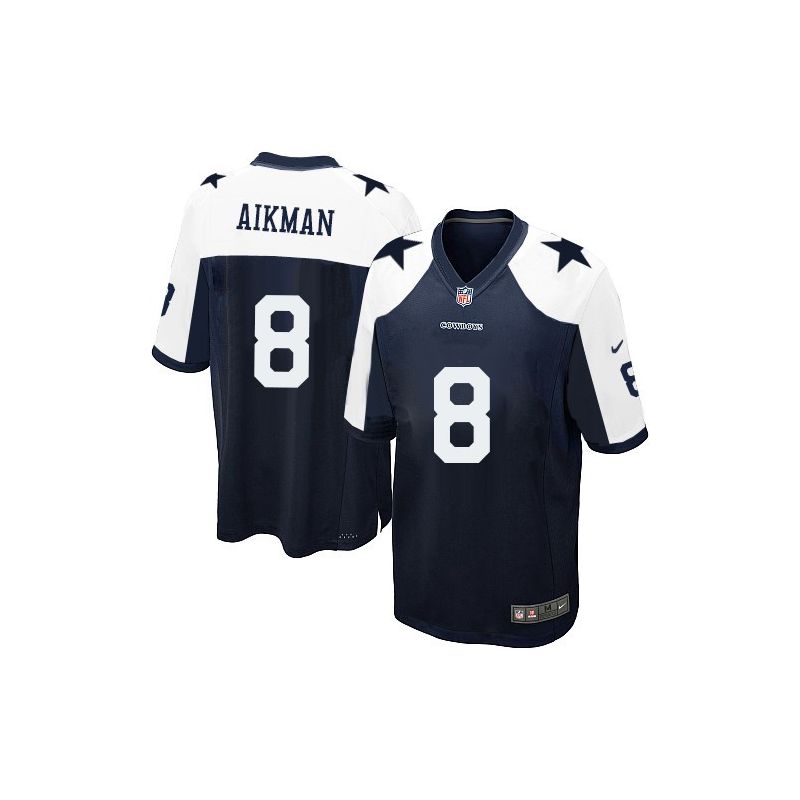 Cheap Troy Aikman Cowboys Youth Jersey From China #8 Blue Thanksgiving Game