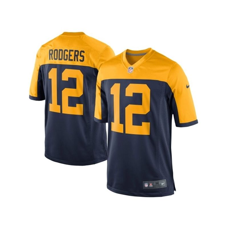 Cheap Aaron Rodgers Packers Youth Jersey From China #12 Navy Throwback Alternate Game