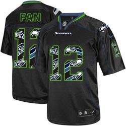 Cheap 12th Fan Seahawks Youth Jersey From China #12 Black team logo Lights Out