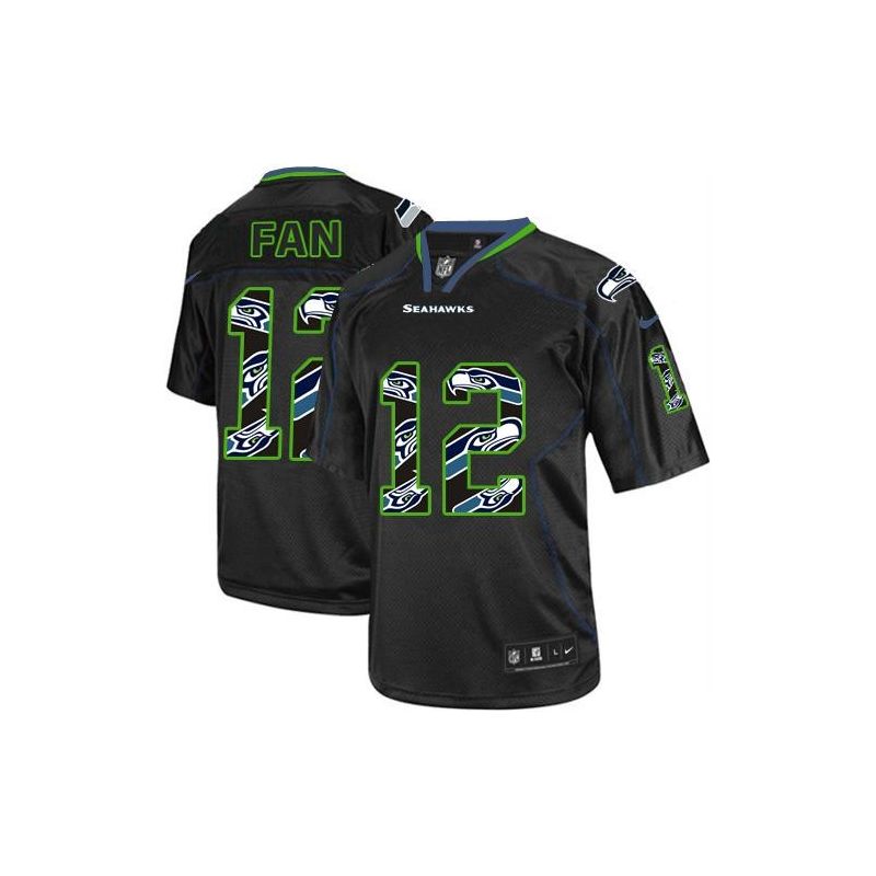 Cheap 12th Fan Seahawks Youth Jersey From China #12 Black team logo Lights Out