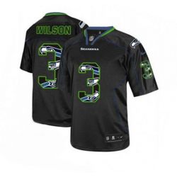 Cheap Russell Wilson Seahawks Youth Jersey From China #3 Black team logo Lights Out